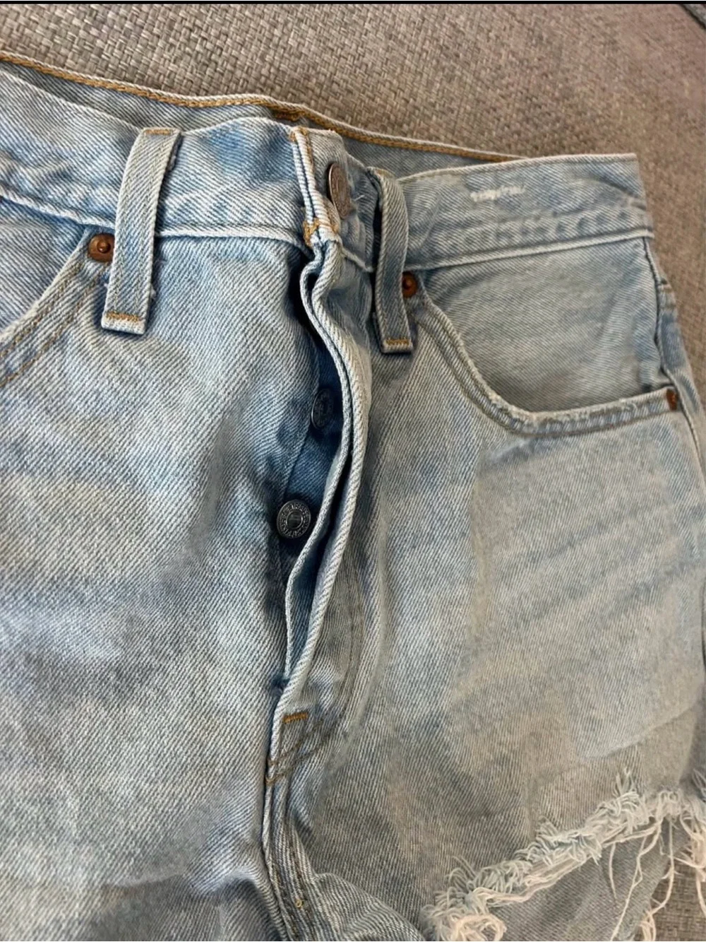 Levi's Light Blue Distressed Denim Shorts